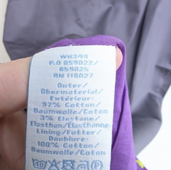 Boden Gray And Purple Pinafore Apron Shift Dress With  Ribbon Trim Size 6P - Picture 6 of 6